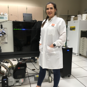 Photo of Arpa Ebrahimi in laboratory.